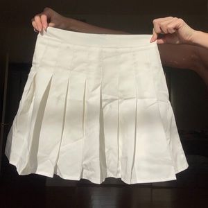 Pleated White Skirt